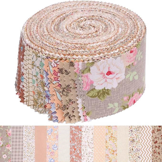 Jelly Rolls for Quilting Clearance 42 Strip 2.5" x 44" - Cotton Jelly Roll Fabric Strips for Quilting, Sewing, Blanket, Rug, Home Decor, and Purse Making, Vintage Light Brown