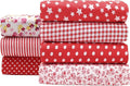 7PCS/lot Red Series Floral Cotton Fabric Quilting Patchwork Fabric Fat Quarter Bundles Fabric for Scrapbooking Cloth Sewing DIY Crafts Handmade Bags Pillows 19.7X19.7inches