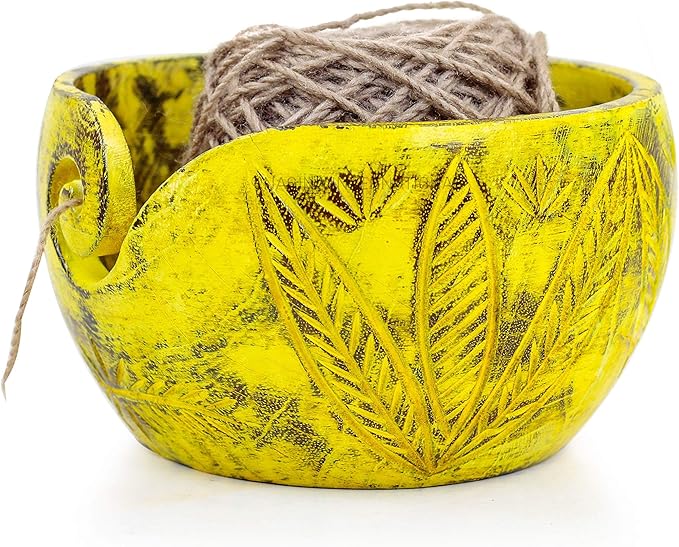 Exquisite Premium Yarn Ball Storage Bowls | Hand Painted Lovely Decor Yet Functional Yarn Dispenser (Small (6 x 3 x 6 Inches), Ambush Green)