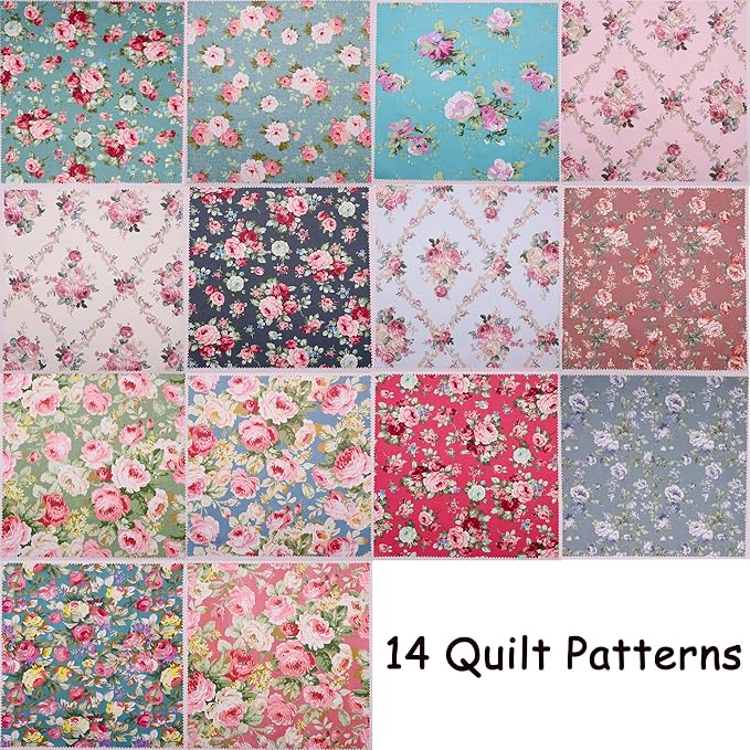 Layer Cake Fabric for Quilting 10 inch; Layer Cakes 10 inch Squares for Quilting; 42 10x10 inch Retro Floral Print Precut Cotton Fabric Squares Bundles for Sewing, Quilting, and DIY Crafts