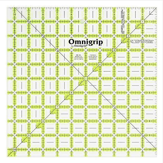 Omnigrip 10-1/2" x 10-1/2" Non-Slip Square Quilting Ruler by Omnigrid