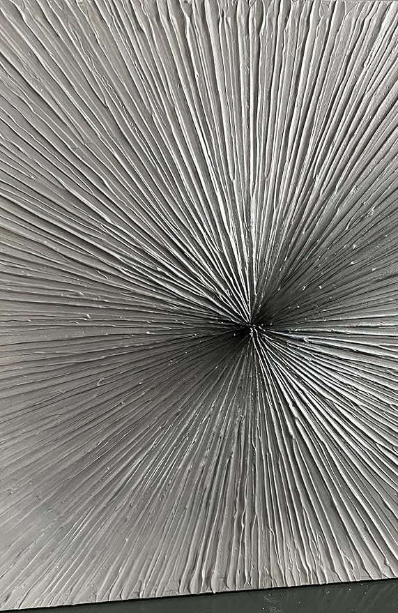 3D Abstract Art Oil Paintings on Canvas Texture Silver Gray Color Abstract Artwork Modern Home Decor Canvas Wall Art Ready to Hang for Living Room Bedroom 30x30inch
