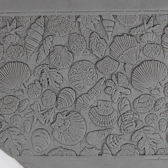 Tidal Shell Archive Clay Texture Roller (4") - Seamless Ocean Set #01 - Embossing Pattern Roller for Polymer & Ceramic Clay, Pottery & Crafts