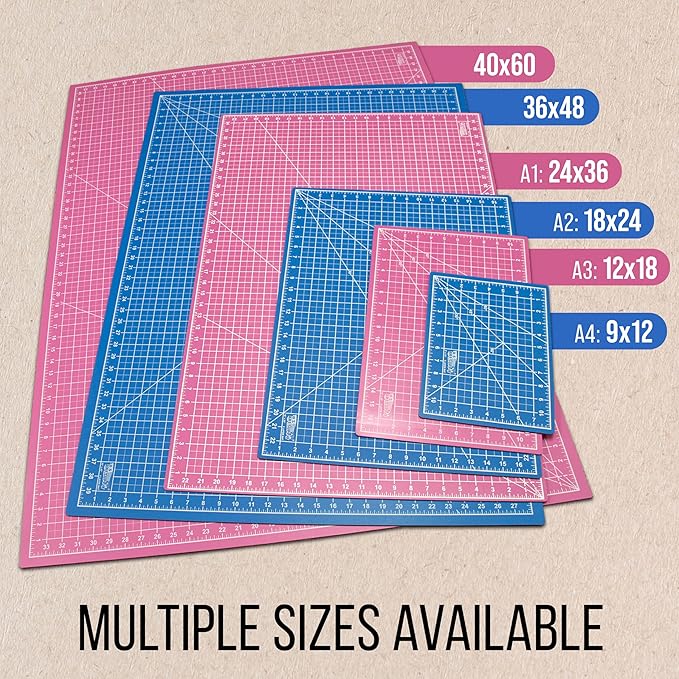 U.S. Art Supply 9" x 12" Self-Healing Cutting Mat 5-Ply - Double-Sided Pink/Blue Craft Mat, Non-Slip Cutting Mats for Crafts, Sewing, Quilting, Scrapbooking