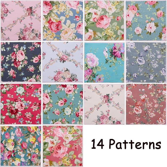 Vintage Floral Charm Packs for Quilting 5 inch - 5x5 Charm Squares Precut Quilting Fabric - 100% Cotton Fabric Squares for Sewing DIY Patchwork (42Pcs) ﻿