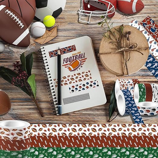 Football Washi Tape 12 Rolls Sport Rugby Washi Tape Masking Decorative Sport Washis Tape for DIY Craft Scrapbook Journaling Party Favor Supplies