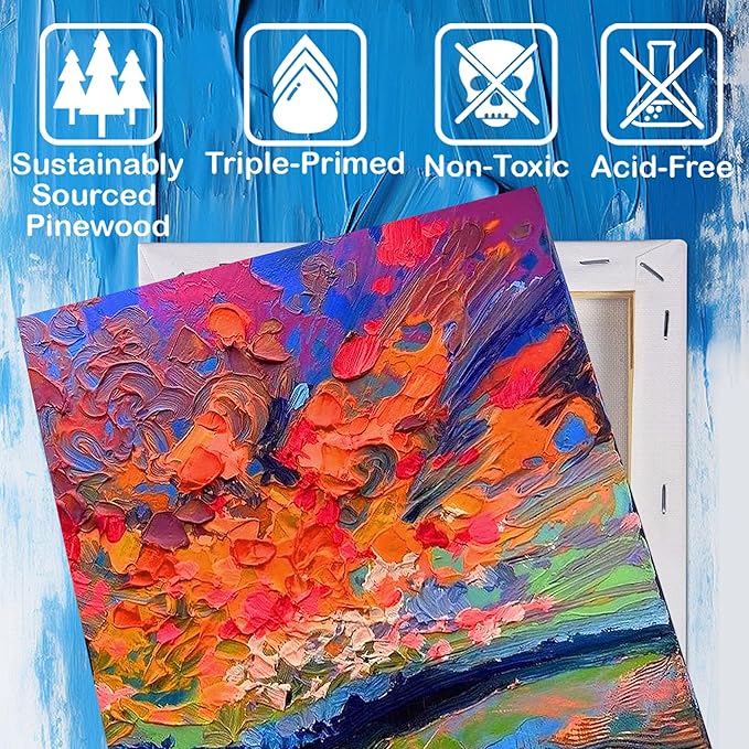 Stretched Canvases for Painting with 11x14 Inch, 5x7 Inch, 8x10, Painting Canvas for Acrylics,Oils & Other Painting Media, 5/8 Inch Profile 100% Cotton Artist Framed Canvas(3 Packs)