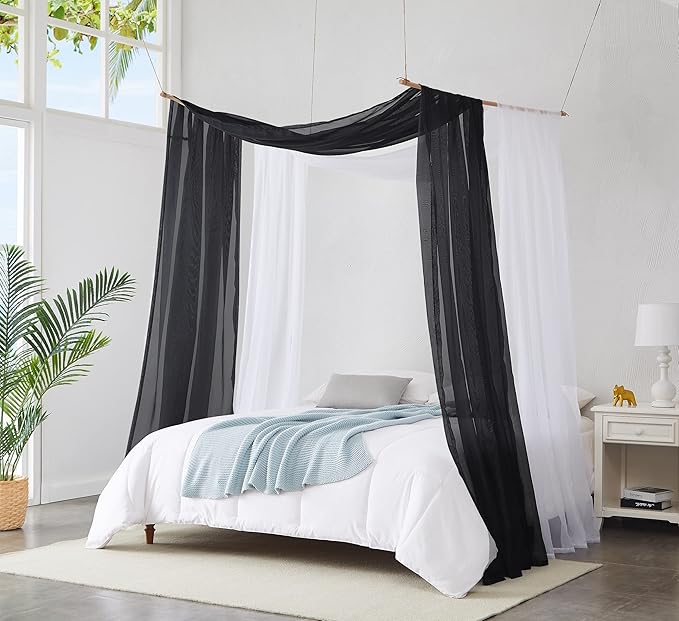 WARM HOME DESIGNS XXL Wedding Arch Draping Fabric Bundle Has 2 360 Inch (30 FT; 10 Yards) Scarves in Black & White for Wedding Ceremony or Photoshoot Decoration. AD White & Black 360”