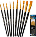 Crafts 4 All Acrylic Paint Brushes - Pack of 10 Professional, Wide and Fine Tip, Nylon Hair Artist Paintbrushes - Paintbrush Bulk Set for Watercolor, Canvas, Craft, Detail & Oil Painting