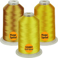 Simthread - 33 Selections - Various Assorted Color Packs of Polyester Embroidery Machine Thread Huge Spool 5500Y for All Sewing Embroidery Machines - 3 Differ Yellow