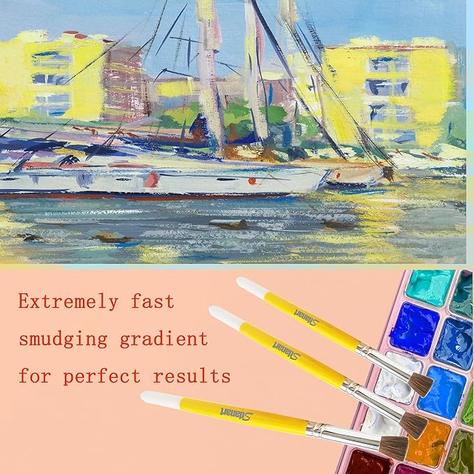 Pastel Smoothing Paint Brushes,Paintbrush for Pastel Blending，Professional Pastel, Chalk and Charcoal Pastellist Blender Brush，for Pastelliste Chalk Charcoal Acrylic Watercolor Oil Painting