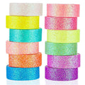 TIESOME 12 Rolls Glitter Washi Tape Set, 15mm Macaron Cute Colored Masking Tape, Decorative Masking Tapes for DIY, Scrapbook, Journal, Gift Wrapping, Crafts