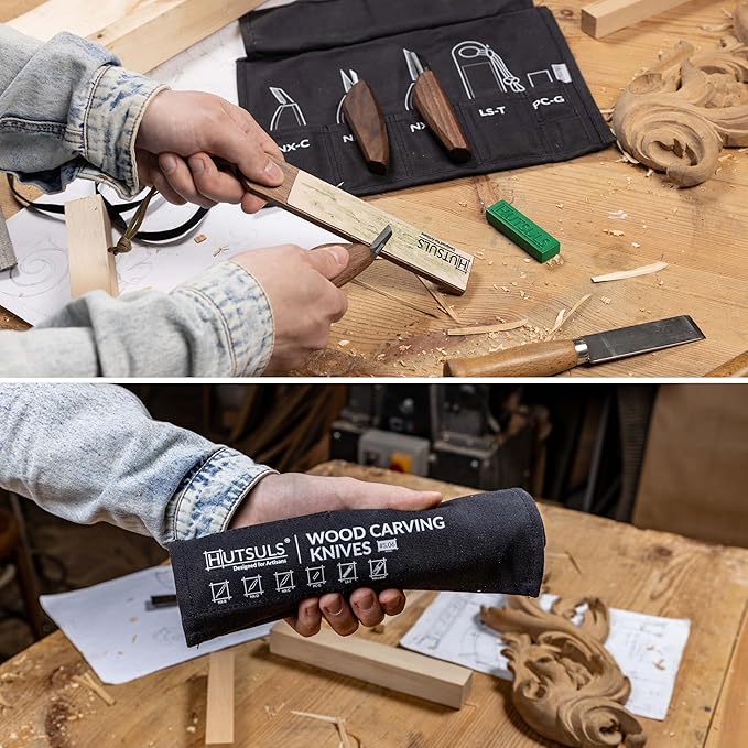 Hutsuls S.06 Wood Carving Knives Kit - Carver’s Choice Whittling Knives for Precision Work, Complete Beginners Whittling Wood Carving Knife Set, Master Craft Wood Whittling Kit for Beginners Kids