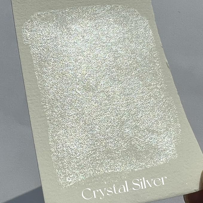 CSY art gallery Handmade Watercolor Paint Silver Splendor Metallic Full Pan Watercolour Paints (Crystal Silver)
