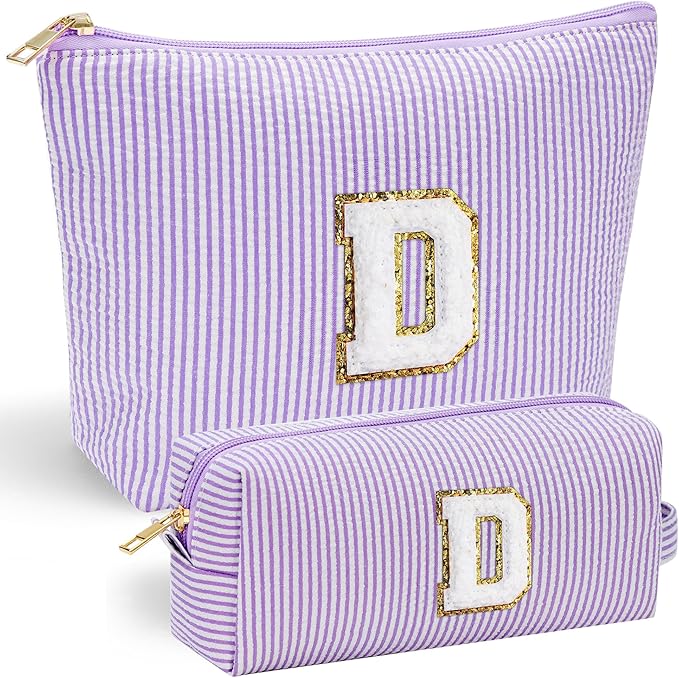 YOOLIFE Travel Makeup Bag Organizer - Small, Initial, Teen Girl Gift for Travel or Birthday