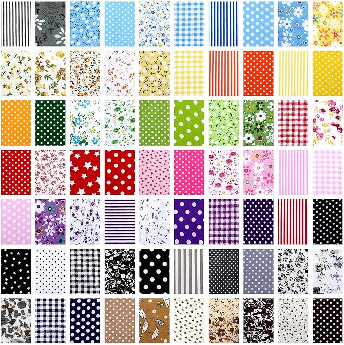 Oudain 100 Pcs 8 x 8 Inch Cotton Fabric Squares Multicolor Precut Quilting Fabric Bundles Floral Patchwork Materials for Holiday DIY Craft Cloths Handmade Sewing Scrapbooking