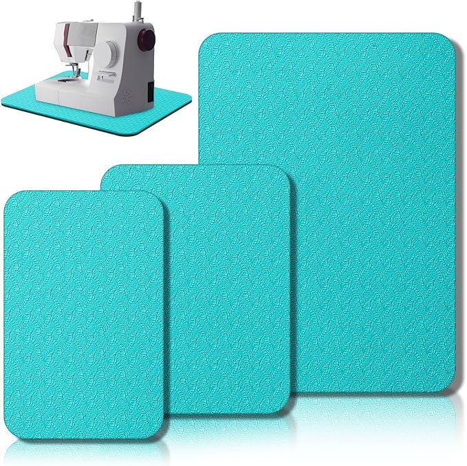 3 Pcs Sewing Machine Muffling Mat Pedal Mat Sewing Machine Pad No Slip Rubber Stay in Place Mats for Calms Vibration(Blue Black,15 x 20 Inch,14 x 9 Inch,14 x 11 Inch)