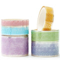 6 Rolls Lace Patterns PET Tapes Floral Arts Decorative Tape Set Adhesive Transparent Masking Tapes for DIY Craft, Kids, Scrapbook, DIY, Gift Wrapping, Journal (Lustrous Glass)