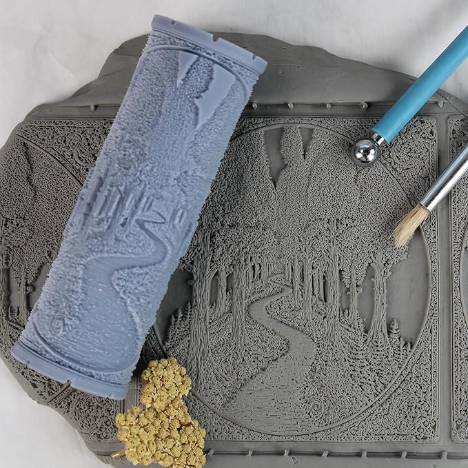 Forest Path Clay Texture Roller (4") - Forest Set #01 - Embossing Pattern Roller for Polymer & Ceramic Clay, Pottery & Crafts