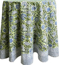 ATOSII Amara 100% Cotton Round Summer Tablecloth, Handblock Print Floral Table Cloth for Kitchen Dining Linen I Parties, Weddings, Outdoors I Grand Millennial Farmhouse Home Decor 90" Inches Round