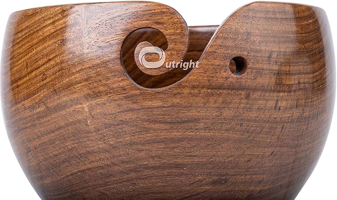 OUTRIGHT Large Wooden Yarn Bowl Cute Rosewood Yarn Holder for Knitting and Crocheting, Crochet Gift for Knitting Lover, Wooden Yarn Spinner for Crochet -Christmas Gift Ideas for Mother's Day, Wife
