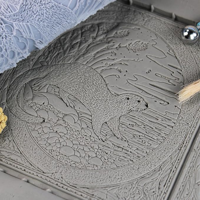 Otter Clay Texture Roller (4") - Freshwater Set #01 - Embossing Pattern Roller for Polymer & Ceramic Clay, Pottery & Crafts