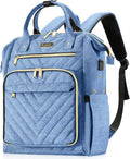 Knitting Bag Backpack, Yarn Organizer with USB Charging Port, Quilted Backpack for Women, Christmas Gifts Large Travel Crochet Bag Totes for Crochet Hooks, Knitting Needles, Yarn Supplies, Blue