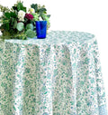 ATOSII Aster Blue 100% Cotton Round Tablecloth, Handblock Print Floral Table Cloth for Kitchen Dining Linen I Parties, Weddings, Outdoors, Easter, Spring Summer Decor I 72" Inches Round
