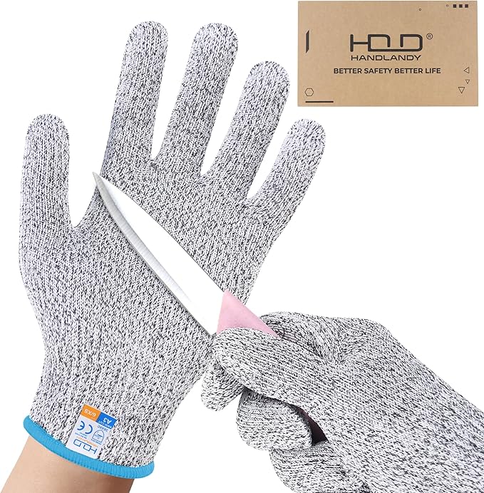 HANDLANDY Cut Resistant Gloves for Adult & Kids, Food Grade Anti-Cut Safety Gloves for Cooking Mandolin Meat Cutting Fishing