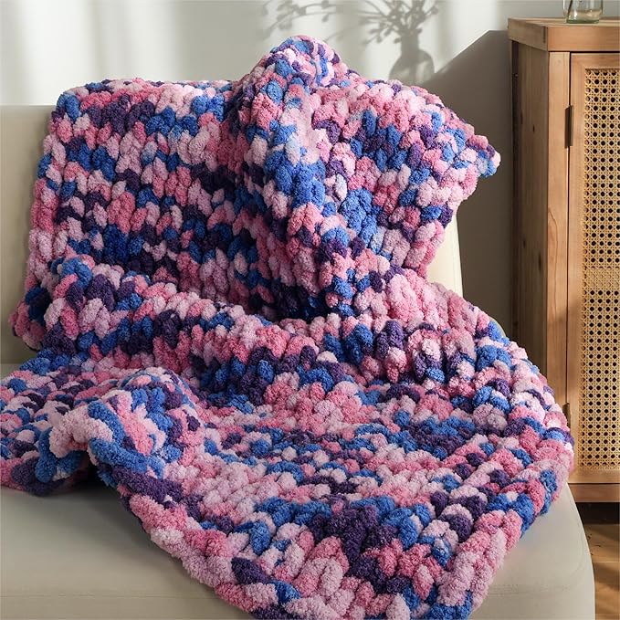 Jumbo Chunky Yarn for Hand Knitting - Super Thick Chenille Chunky Yarn for Crocheting - Extra Soft Bulky Fluffy Blanket Big Yarns 8 Jumbo Pack (27yds,8 oz Each Skein)