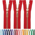 #5 Gold Metal Zipper - 50+ Colors - 3 PCS - (4-14 inches) Sizes - Luxury Lightweight Handcraft Metal Zippers with pulls for Purses Bags Pockets Shoes Sewing & Crafts DIY ZP02179