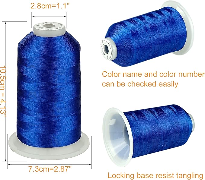 Simthread - 33 Selections - Various Assorted Color Packs of Polyester Embroidery Machine Thread Huge Spool 5500Y for All Purpose Sewing Embroidery Machines - #405 Blue