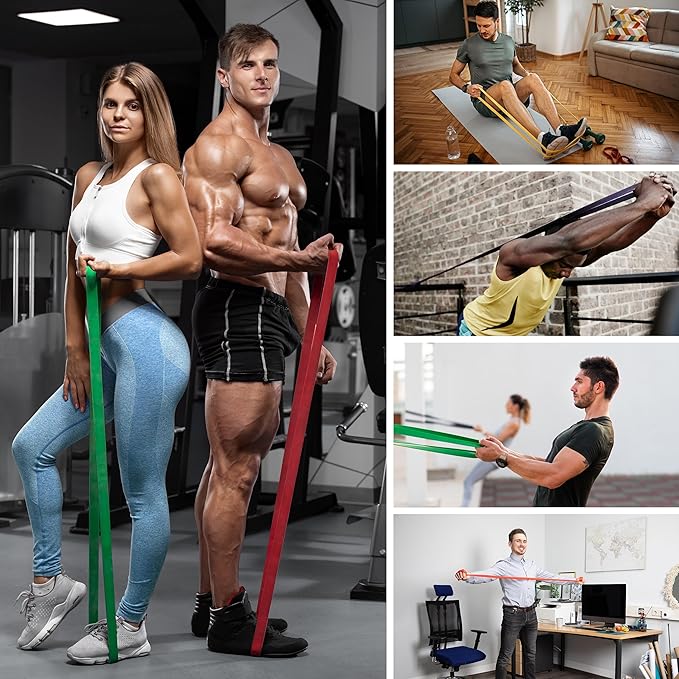 Resistance Bands, Workout Bands, Stretch Bands for Working Out, Long Exercise Bands Set with Handles & Door Anchorfor Fitness, Pull Up Training Bands for Physical Therapy, Muscle Training.