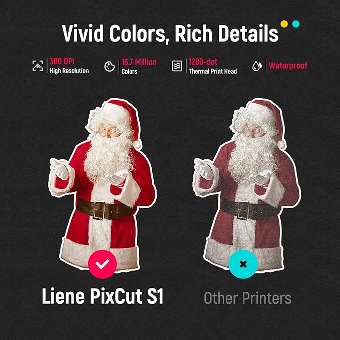 Liene PixCut S1 Ultimate Pro Pack - All-in-One Sticker Maker Machine for Custom Stickers, High-Volume Printing&Professional-Grade Photos, Thermal Dye-Sublimation, 300 DPI Prints, Precise