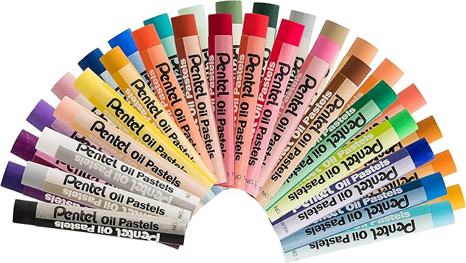 Pentel Arts Oil Pastel Set, 5/16 x 2-7/16 Inch, Assorted Colors, Set of 36