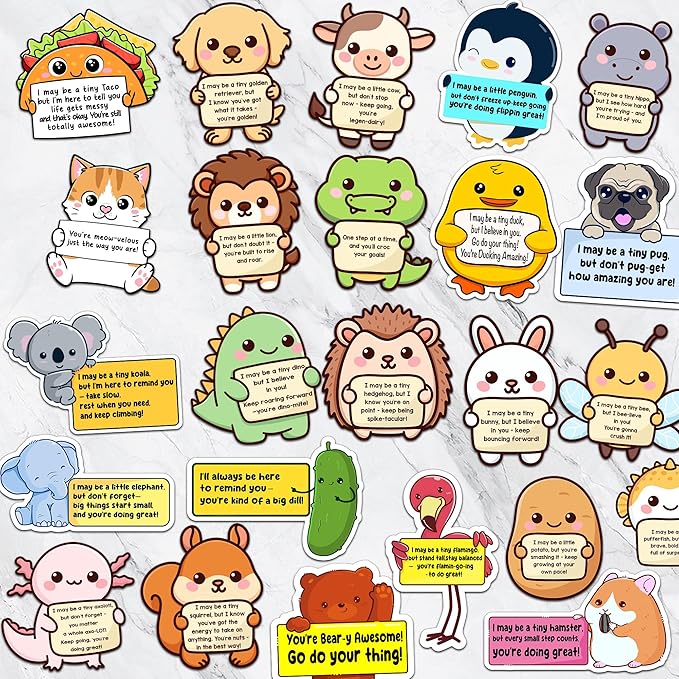 100PCS Emotional Support Animal Stickers – Affirmation Sticker Pack for Adults or Kids Cute Inspirational Buddies for Water Bottles, Laptops, Phones, Positive Quote Vinyl