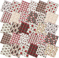 60 Pcs 10 x 10 Inch Vintage Poinsettia Christmas Quilting Fabric Christmas Fat Squares Patchwork Precut Red Buffalo Plaid Fabric Bundles for Xmas Winter Quilting Crafting DIY Craft Sewing