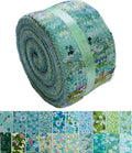 LUMANSUO Jelly Roll Fabric - 20 Assorted Floral Prints, 100% Cotton, 40 Pre-Cut Strips (2.5 x 44 Inch) Fabric for Quilting and Sewing， Green Grass