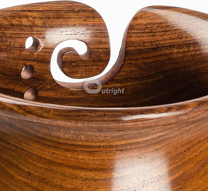 OUTRIGHT Crochet Accessories Wooden Yarn Bowl Large Yarn Bowl for Knitting Crochet Bowl Yarn Storage Holder Yarn Bowls for Crocheting Funny Yarn Bowl Cute Perfect Christmas Gifts for Women Crocheter