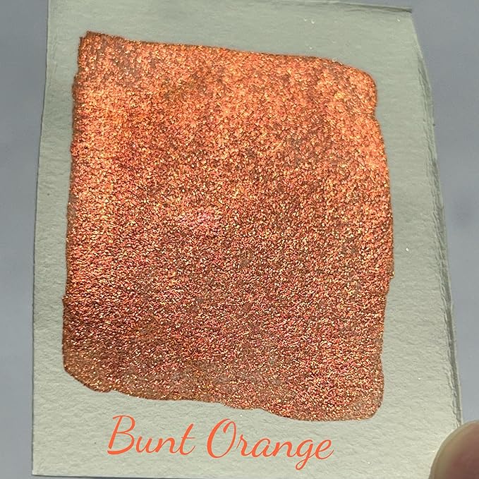 CSY art gallery Metallic Watercolor Paint Handmade Gold Watercolour Shimmer Mica Painting Full Pan Glitter Aquarelle (Bunt Orange)