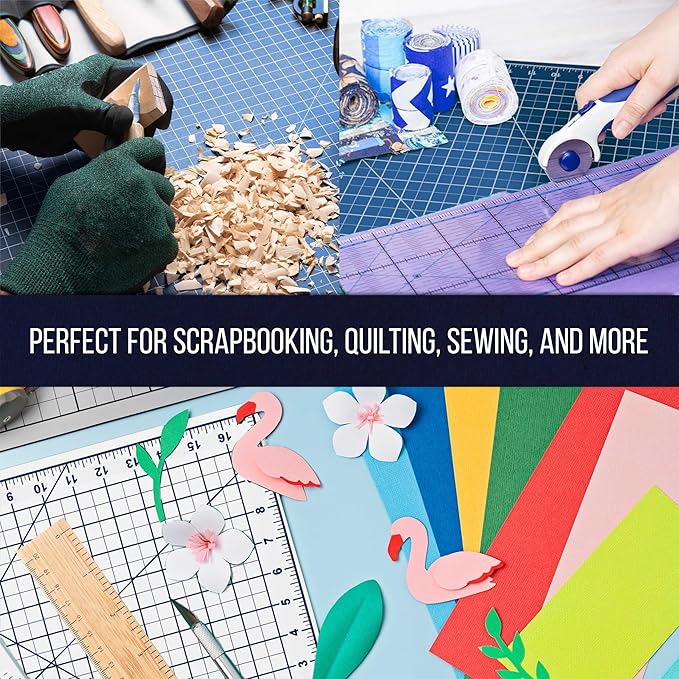 U.S. Art Supply 9" x 12" Self-Healing Cutting Mat 5-Ply (2 Pack) - Double-Sided White/Blue Craft Mat, Non-Slip Cutting Mats for Crafts, Sewing, Quilting, Scrapbooking