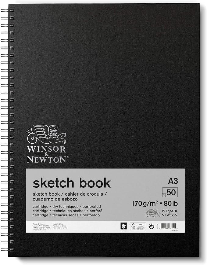 Winsor & Newton,Natural White 6673004 Spiral Sketchbook, 50 Sheet, 170gsm, A3 Size