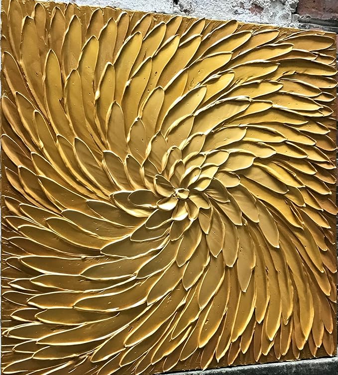YaSheng Art -30x30inch Large Abstract Art Oil Paintings on Canvas metal golden Gradient color Abstract Artwork Modern Home Decor Canvas Wall Art Ready to Hang for Living Room Bedroom