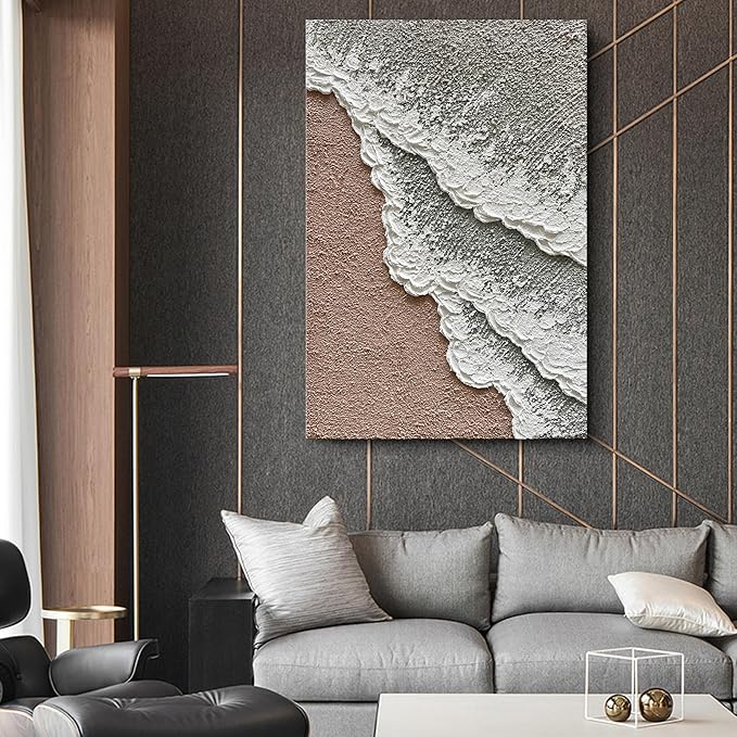 Limiyer Art 36x24 inch Hand painted Beach wave Landscape Oil painting Modern Abstract Texture Canvas Painter living wall Decorative art