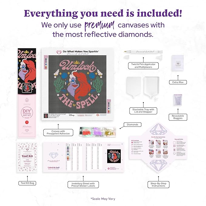 DIAMOND ART CLUB Unlock The Spell Diamond Painting Kit, Fun DIY Crafts for Adults, Round Diamond Art Canvas, 13" x 13"