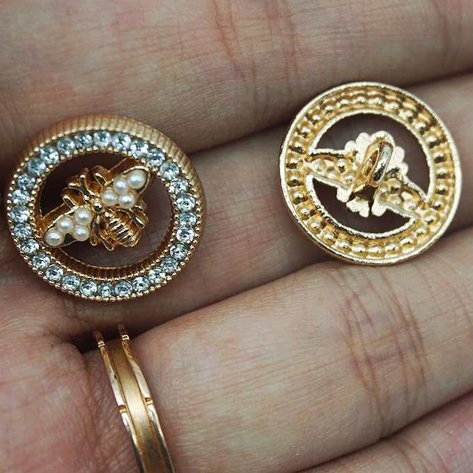 10pcs 18mm/0.71inch Light Luxury Metal Hand Sewn Foot Buttons - Multiple Styles Available (Little Bee)