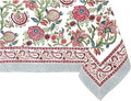 ATOSII Ruby 100% Cotton Rectangle Summer Tablecloth, Block Print Floral Table Cloth for Dining Table, Parties, Weddings, Outdoors Grand Millenial Decor I 60 X 108 Inches I 8 Seater I