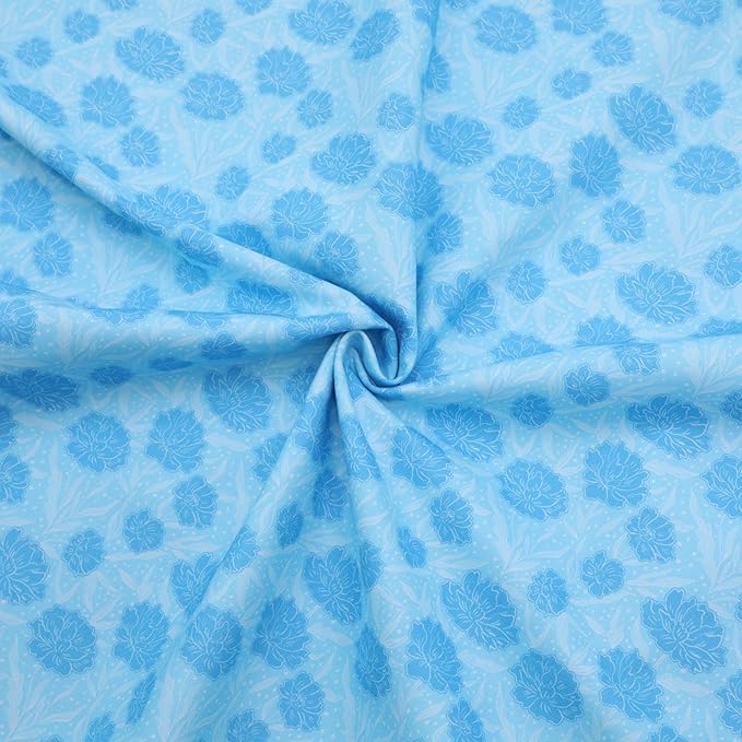 Tinyspool & Co. 100% American Cotton Fabric – 3 Yard Cut Quilting Fabric – Prewashed Preshrunk Yardage for Quilt Backing Borders Binding Sewing Crafts – Eternal Bleu No.14 – Summer Blue