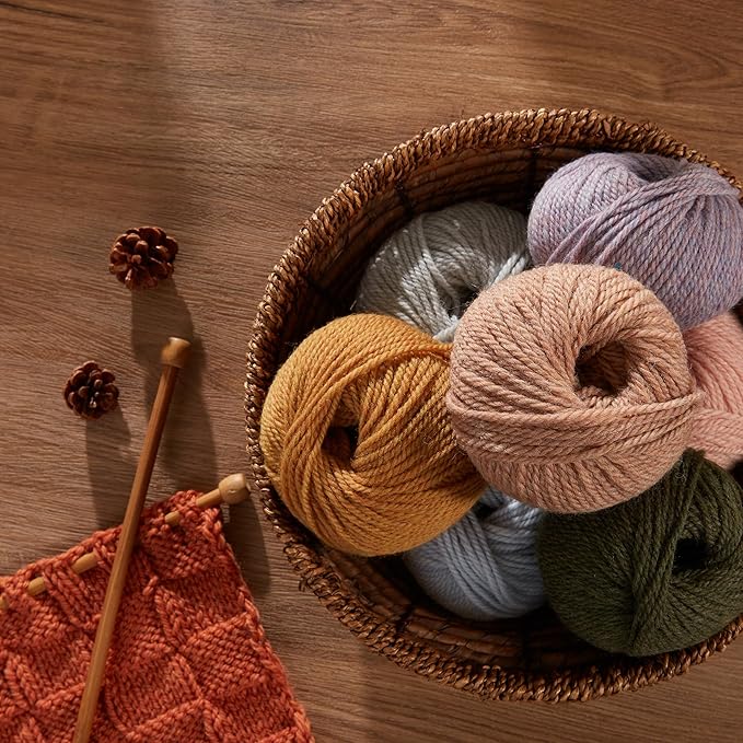 100% Merino Wool Yarn, 3-Ply Luxurious and Soft Yarn for Hand Knitting & Crocheting (Amber, 1Ball)