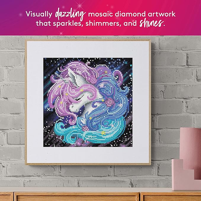 DIAMOND ART CLUB Aurora The Unicorn Diamond Painting Kit, Fun DIY Crafts for Adults, Round Diamond Art Canvas, 13" x 13"